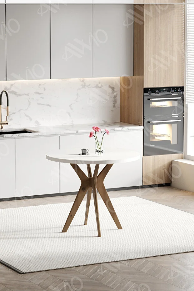 Paul Serisi 90x90cm Yuvarlak Mutfak Masası Yemek Masası Balkon Masası Cafe Masası